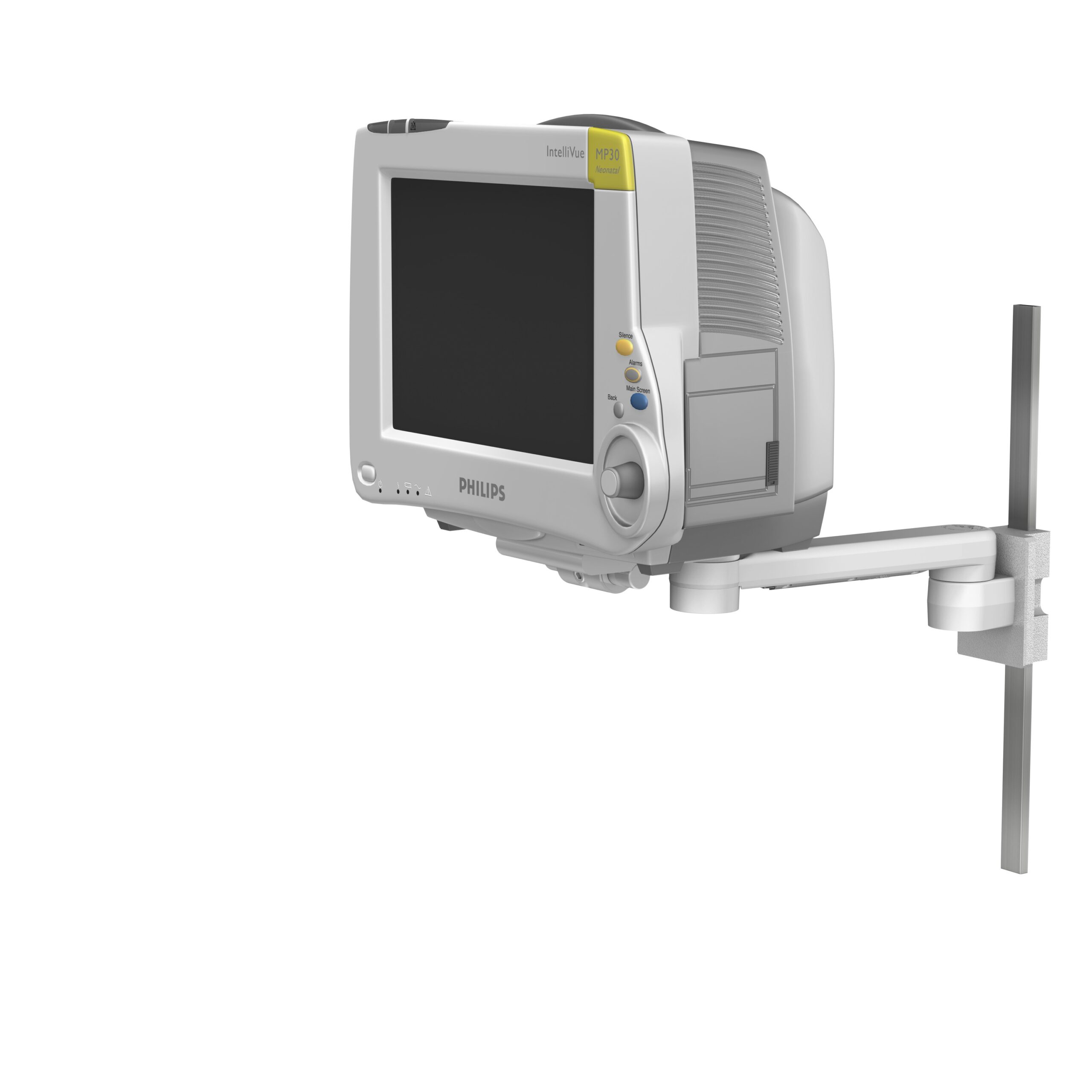 Philips IntelliVue MP20/30 on M Series Pivot Arm with Vertical Rail Interface