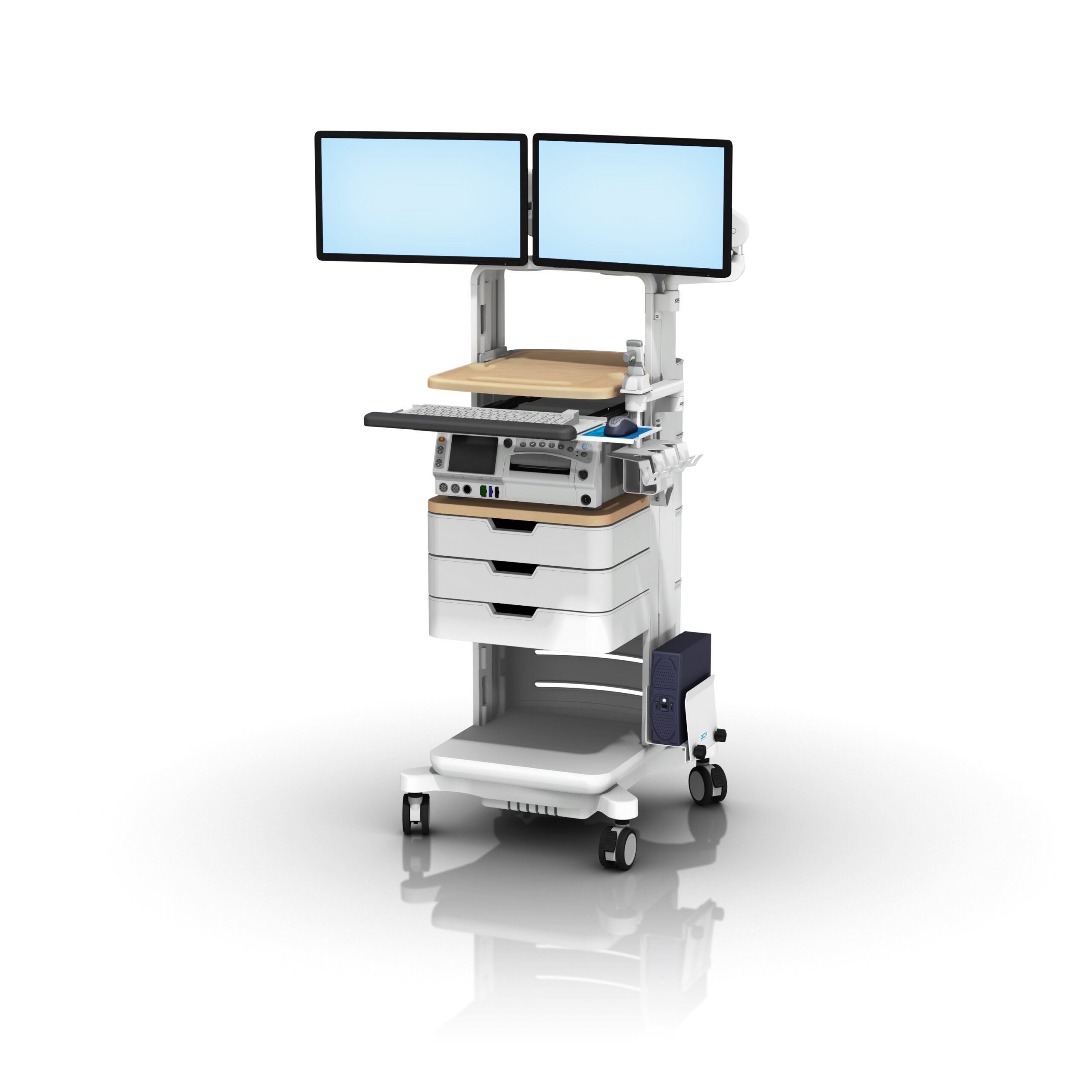GE Healthcare 250 Series Fetal Monitor Cart with Pull-Out Keyboard