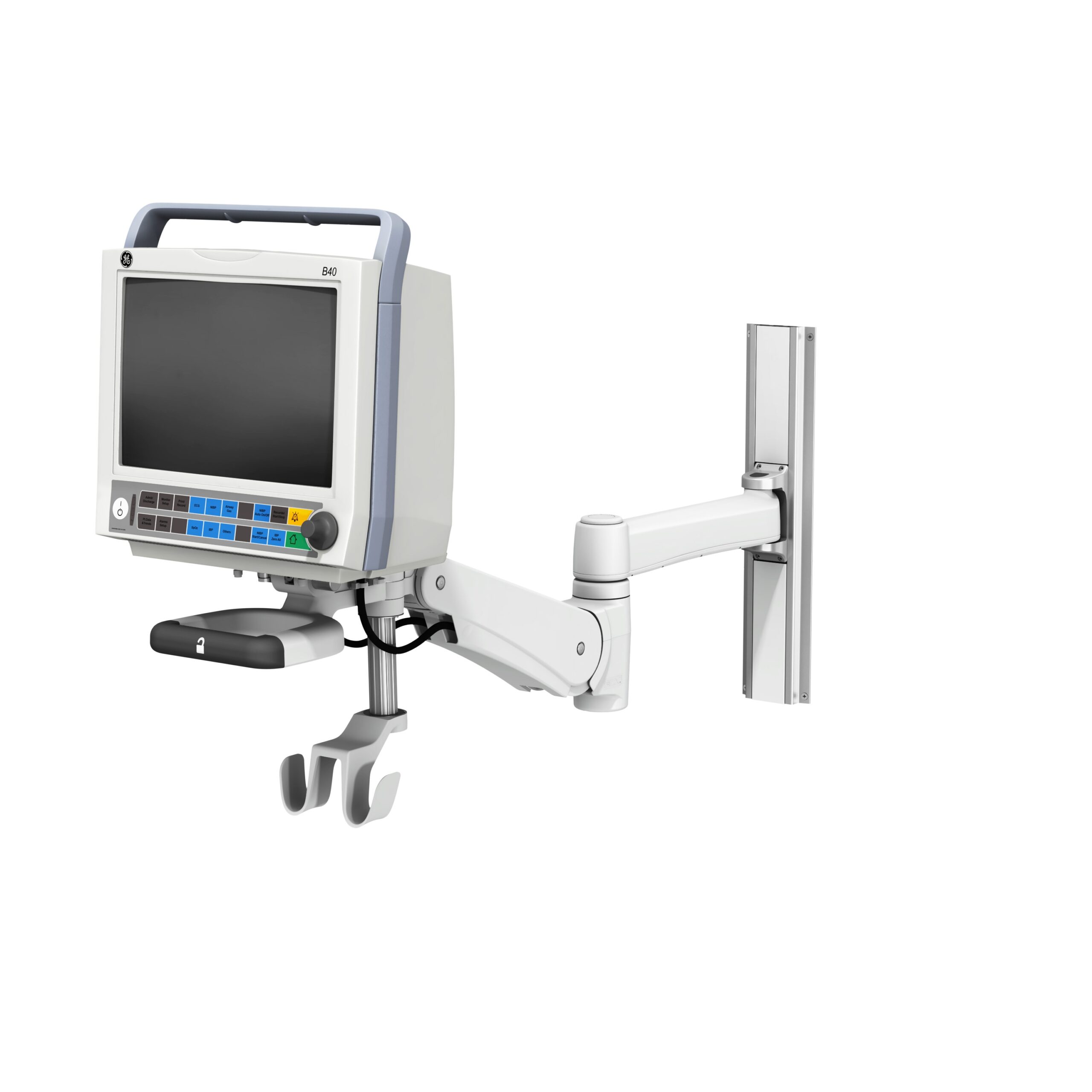 GE Healthcare B40 on VHM-PL Variable Height Arm Channel Mount with Vertical Position Lock with 14
