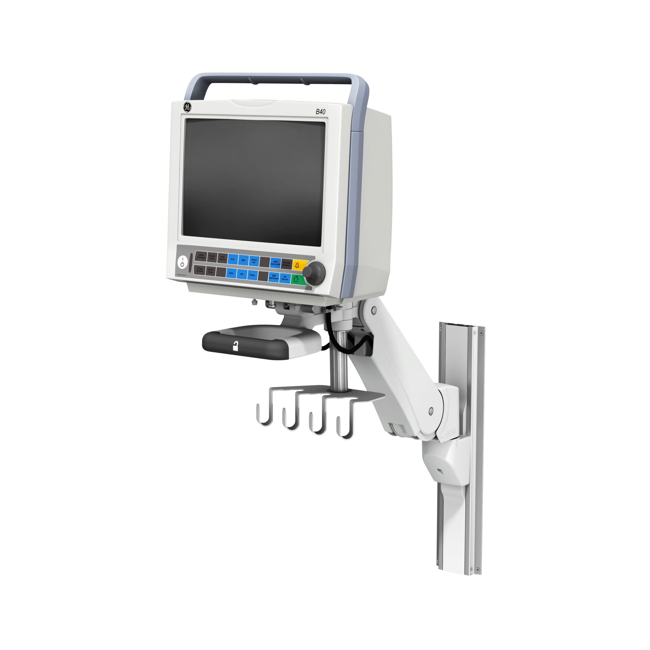 GE Healthcare B40 on VHM-PL Variable Height Arm Channel Mount with Vertical Position Lock
