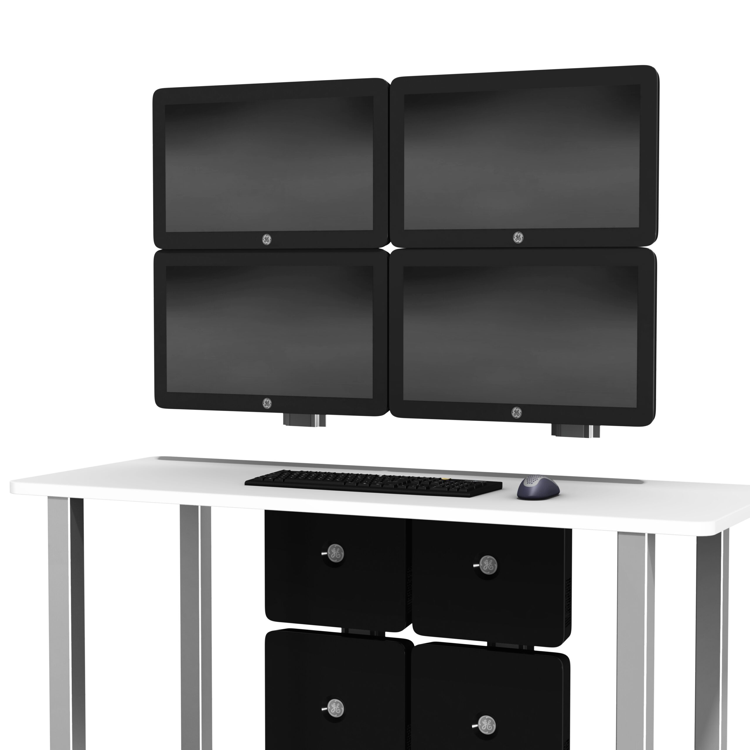 GE CARESCAPE Central Station Quad Displays on M Series Flush Channel Mount
