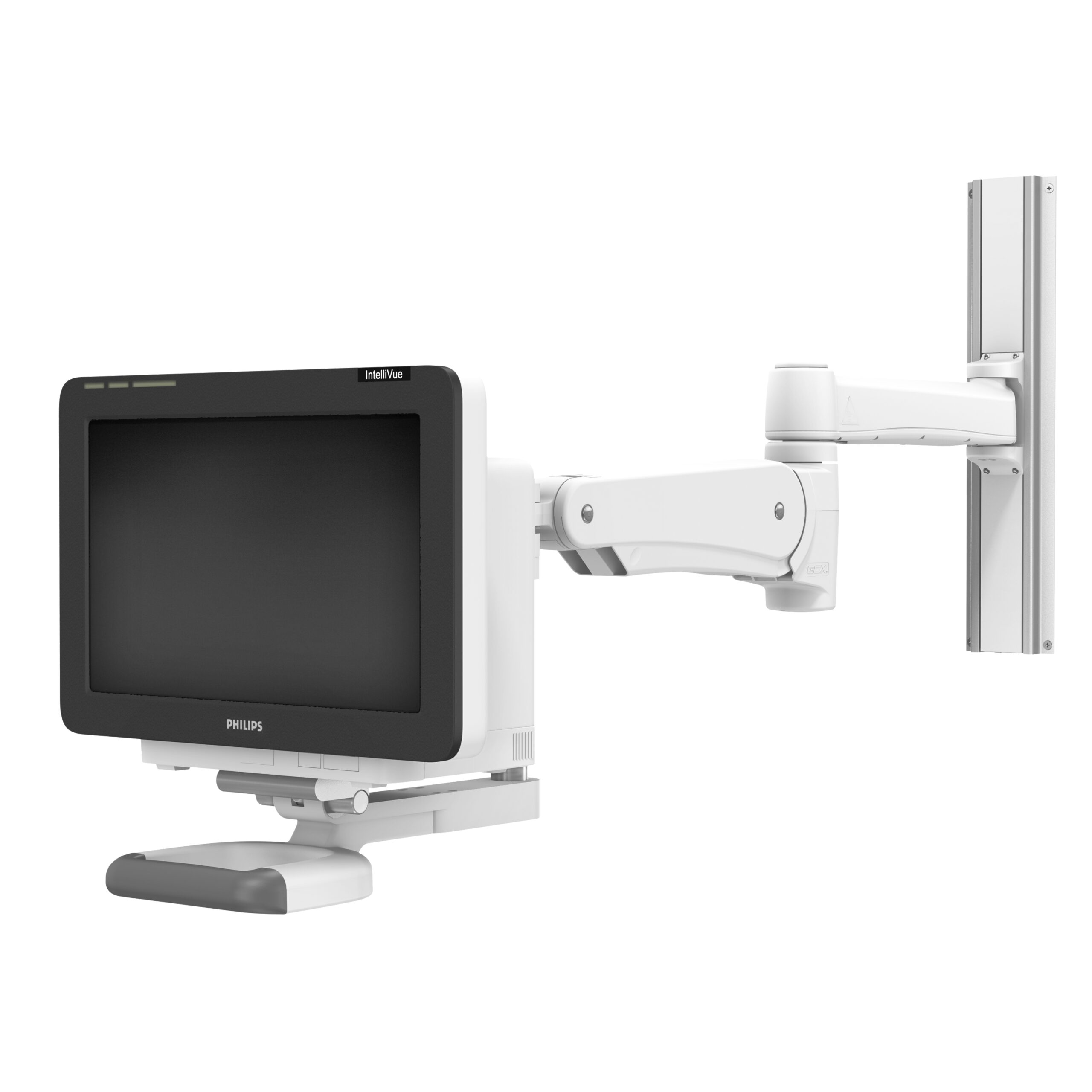 Philips IntelliVue MX550 on VHM-P Variable Height Arm Channel Mount with Front-End Suspension with 14