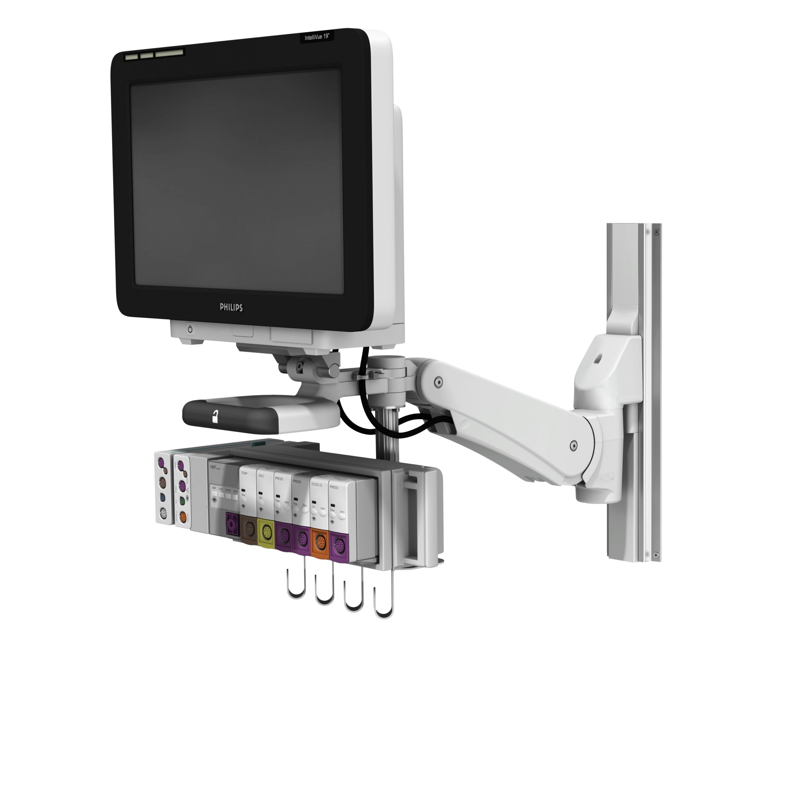 Slide-Above-Arm Philips IntelliVue MX600-850 on VHM-PL w/​Vertical Position Lock